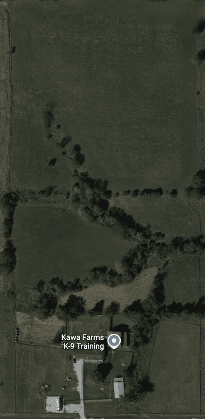 Aerial satellite view of the Kawa Farms property
