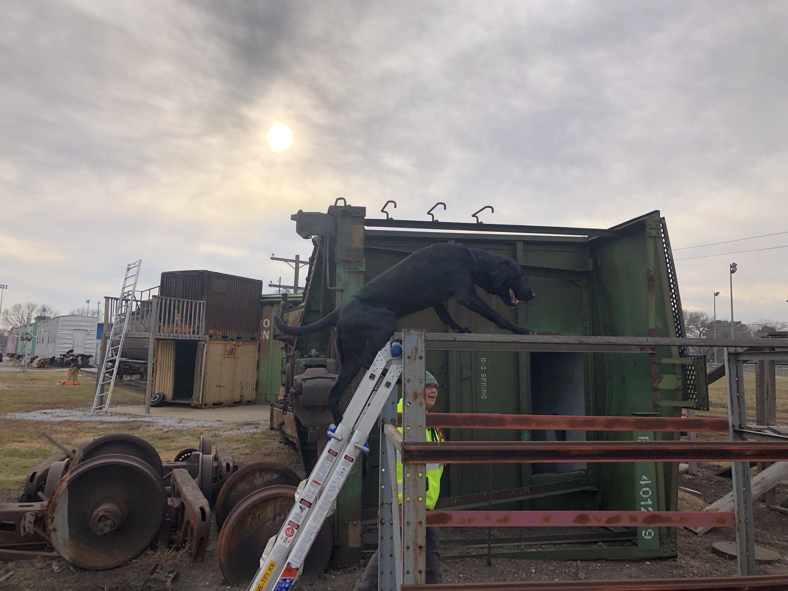 Scent detection K9 training on rail cars